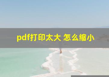 pdf打印太大 怎么缩小